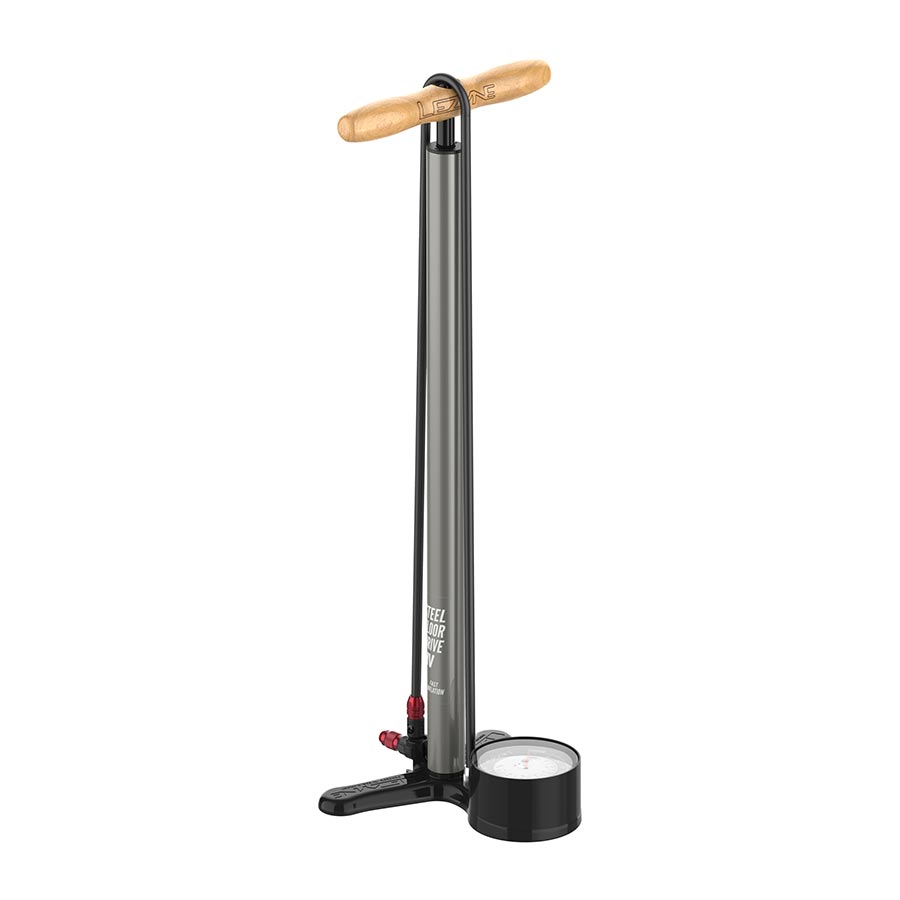 760563-02::0::760563-02::Lezyne, Steel Floor Drive HV, Pompe à pied, ABS-1 Pro, Gris Mat