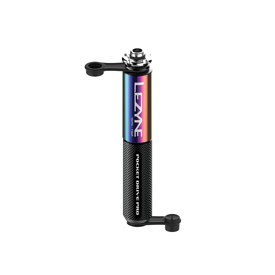 760623-01::1::760623-01::Lezyne, Pocket Drive Pro, Pompe, 141mm, 160psi, ABS flip chuck, Multicolore