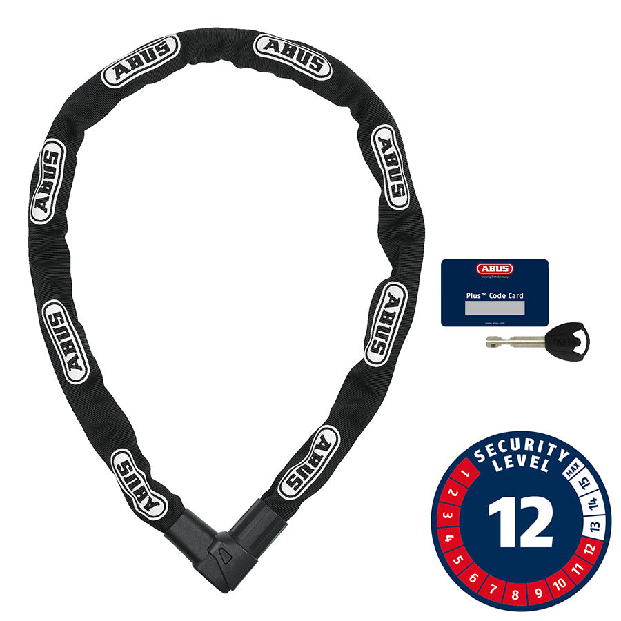 810028-03::0::810028-03::Abus, CityChain Plus 1010K, Cadenas à chaîne, Clé, 9mm, 85cm, 2.8', Noir