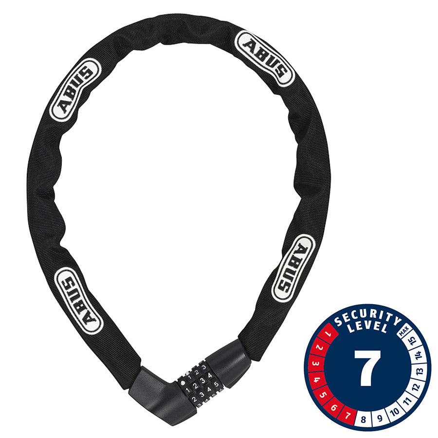 810110-01::0::810110-01::Abus, Tresor 1385, Cadenas à chaîne, Combinaison, 7mm, 85cm, 2.8', Noir
