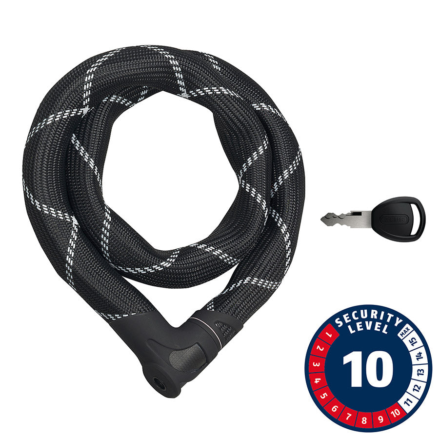 810150-01::0::810150-01::Abus, IvyTex IVEN 8210K, Cadenas à chaîne, Clé, 8mm, 85cm, 2.8', Noir
