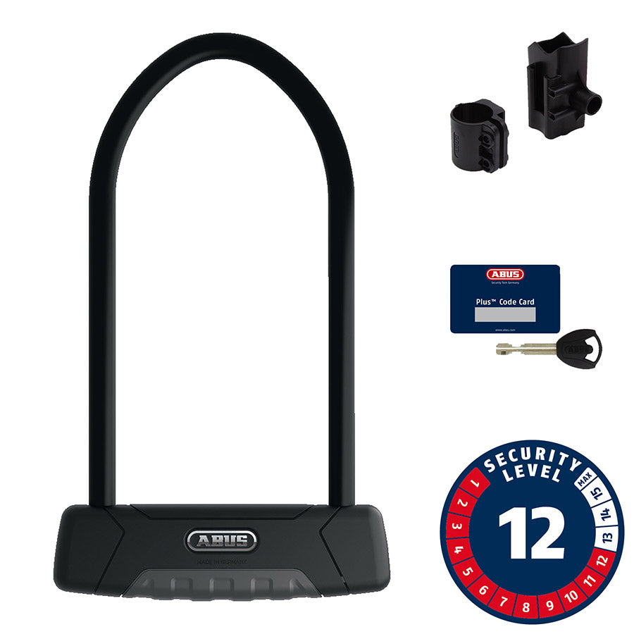 810204-02::0::810204-02::Abus, Granit Plus 470, Cadenas en U, Clé, 12mm, 15.0cm x 30.0cm, 5.9" x 11.8", USH, Noir