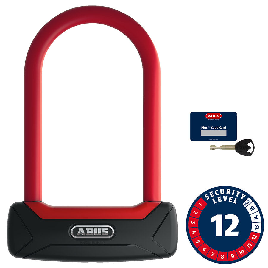 810235-02::0::810235-02::Abus, Granit Plus 640, Cadenas en U, 12mm x 83mm x 150mm (12mm x 3.3'' x 5.9''), Rouge