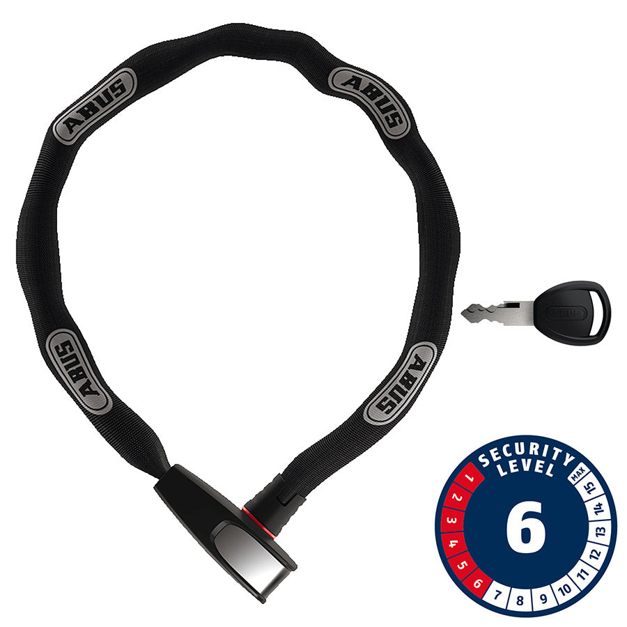 810479-03::0::810479-03::Abus, 6806K Catena Réfléchissant, Cadenas à chaîne, Clé, 6mm, 110cm, 3.6', Noir Réfléchissant