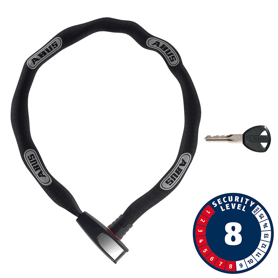 810480-02::0::810480-02::Abus, 8807K Steel-O-Chain, Cadenas à chaîne, Clé, 7mm, 85cm, 2.8', Noir