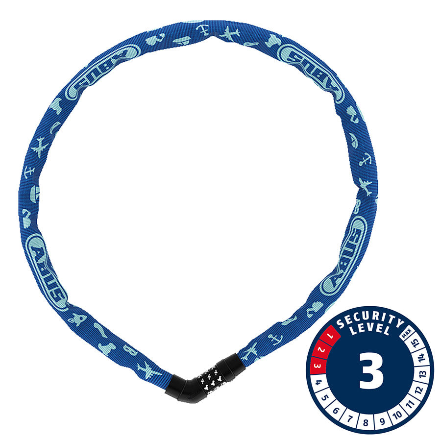 810497-01::0::810497-01::Abus, Steel-O-Chain 4804C, Cadenas à chaîne, Combinaison, 4mm, 75cm, 2.5', Bleu