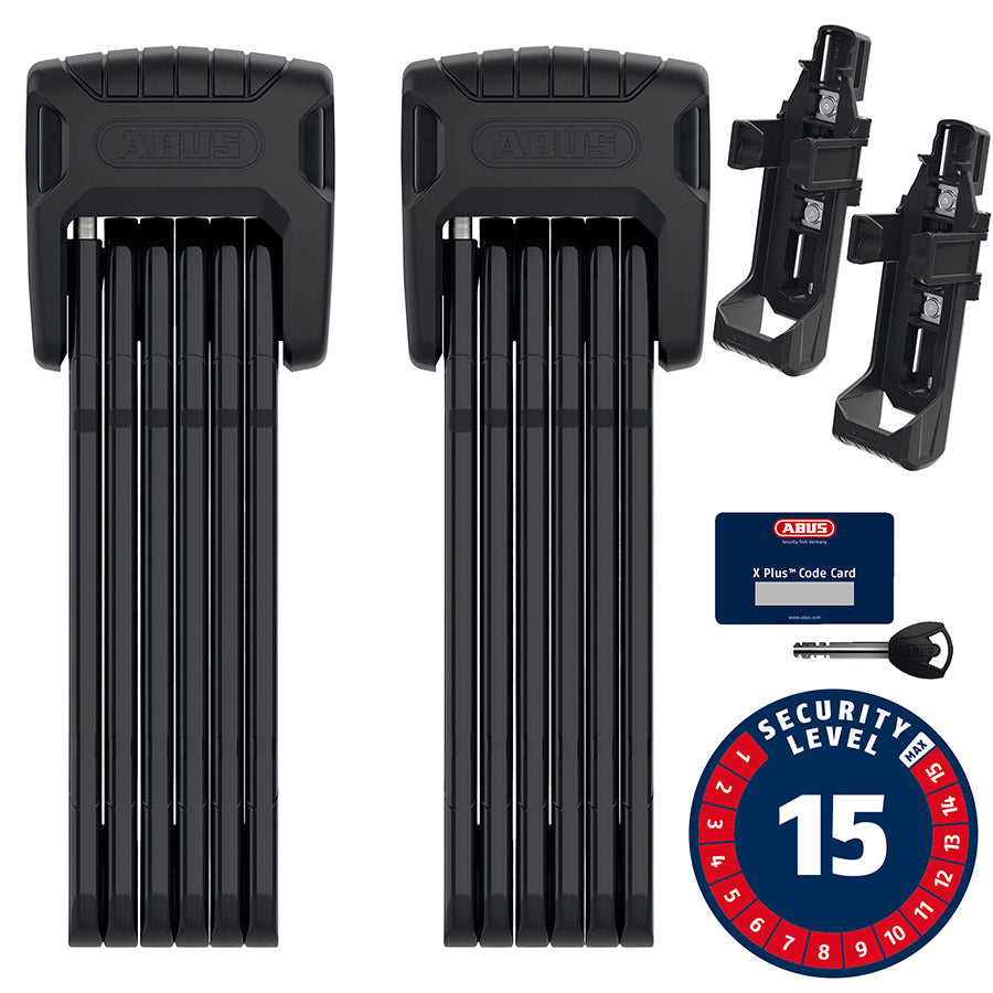 810504-02::0::810504-02::Abus, Bordo Granit XPlus 6500 TwinSet, Cadenas pliable, Clé, 90cm, 3.0' x 2, 5.5mm, Noir, Ensemble