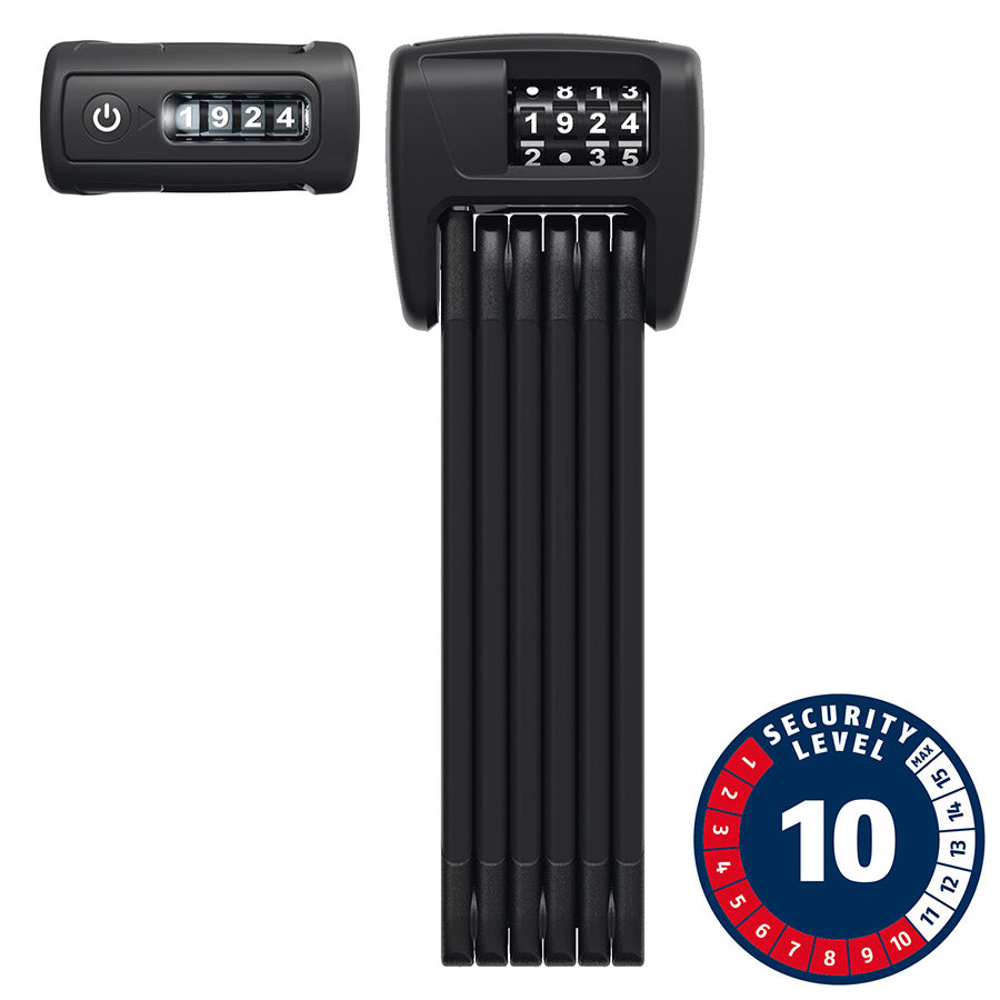 810541-02::0::810541-02::Abus, Bordo 6000C avec LED, Cadenas pliable, Combinaison, 90cm, 3', 5mm, Noir