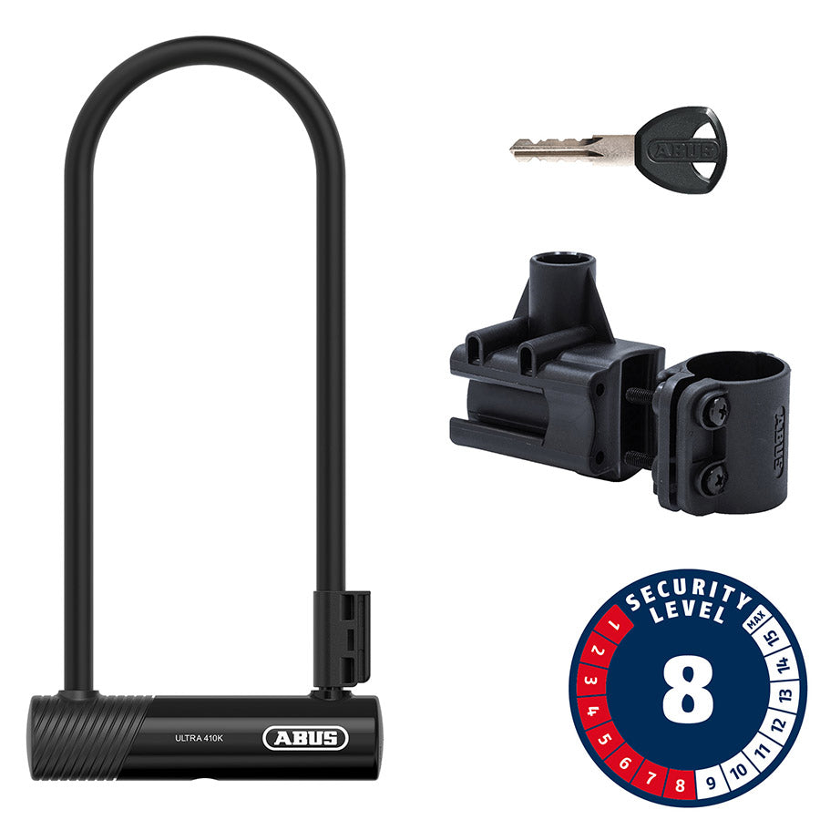 810665-01::0::810665-01::Abus, Ultra 410K, Cadenas en U, Clé, 12mm, 170x300mm, 6.7''x11.8'', SH34, Noir