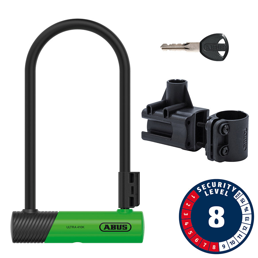 810665-03::0::810665-03::Abus, Ultra 410K, Cadenas en U, Clé, 12mm, 170x230mm, 6.7''x9'', SH34, Vert