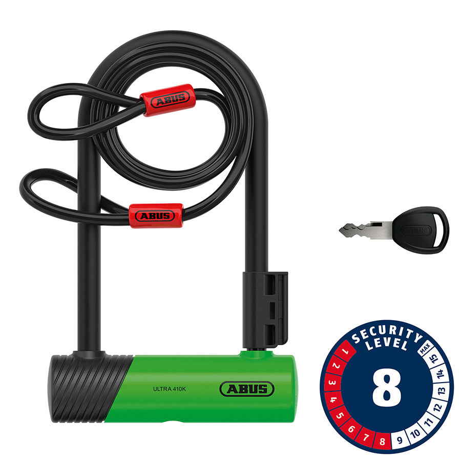810666-01::0::810666-01::Abus, Ultra 410K Mini + Cobra, Cadenas en U, Clé, 150x180mm, 5.9''x7'', Épaisseur en mm: 12mm, Vert