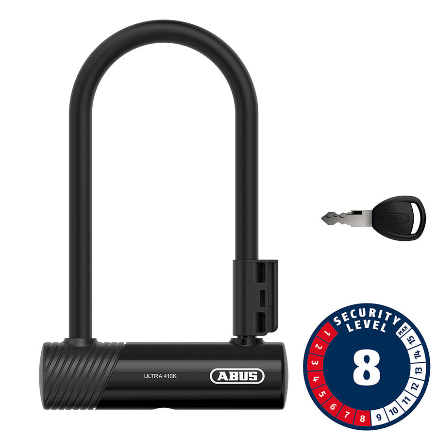 810667-01::0::810667-01::Abus, Ultra 410K Mini, Cadenas en U, Clé, 12mm, 150x180mm, 5.9''x7'', SH34, Noir