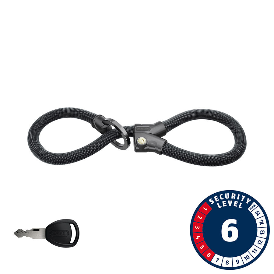 810672-02::0::810672-02::Abus, Infinity Loop Plus 1806K, Cadenas à chaîne, Clé, 6mm, 110cm, 3.6', Noir