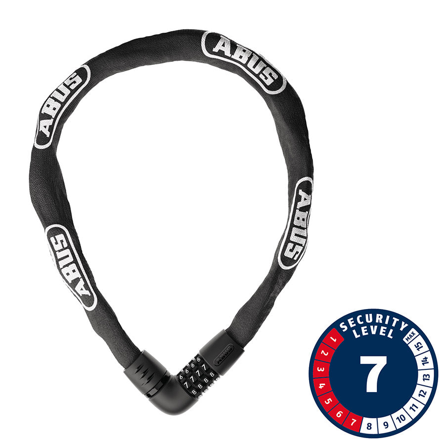 810700-01::0::810700-01::Abus, Tresor 6807C, Cadenas à chaîne, Combinaison, 7mm, 85cm, 2.8', Noir
