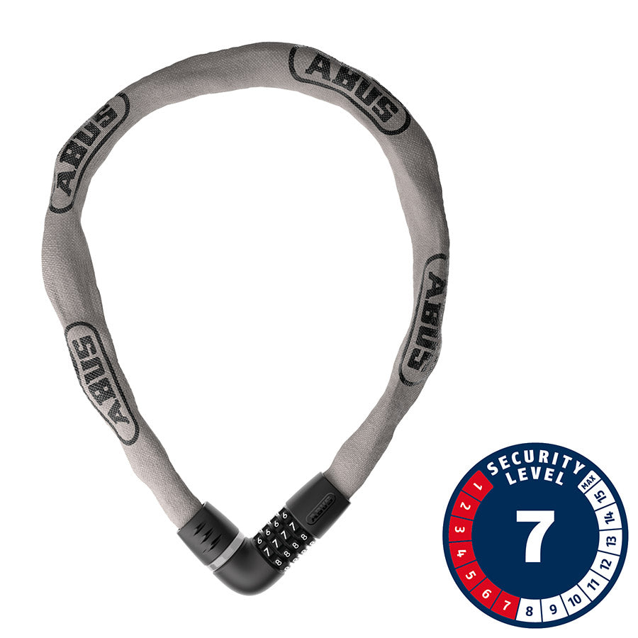 810700-03::0::810700-03::Abus, Tresor 6807C, Cadenas à chaîne, Combinaison, 7mm, 110cm, 3.6', Gris Technique