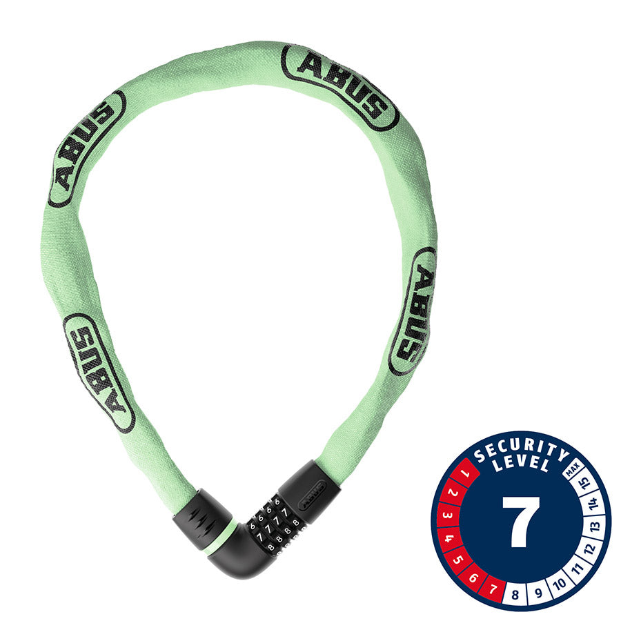 810700-06::0::810700-06::Abus, Tresor 6807C, Cadenas à chaîne, Combinaison, 7mm, 110cm, 3.6', Vert Sauge