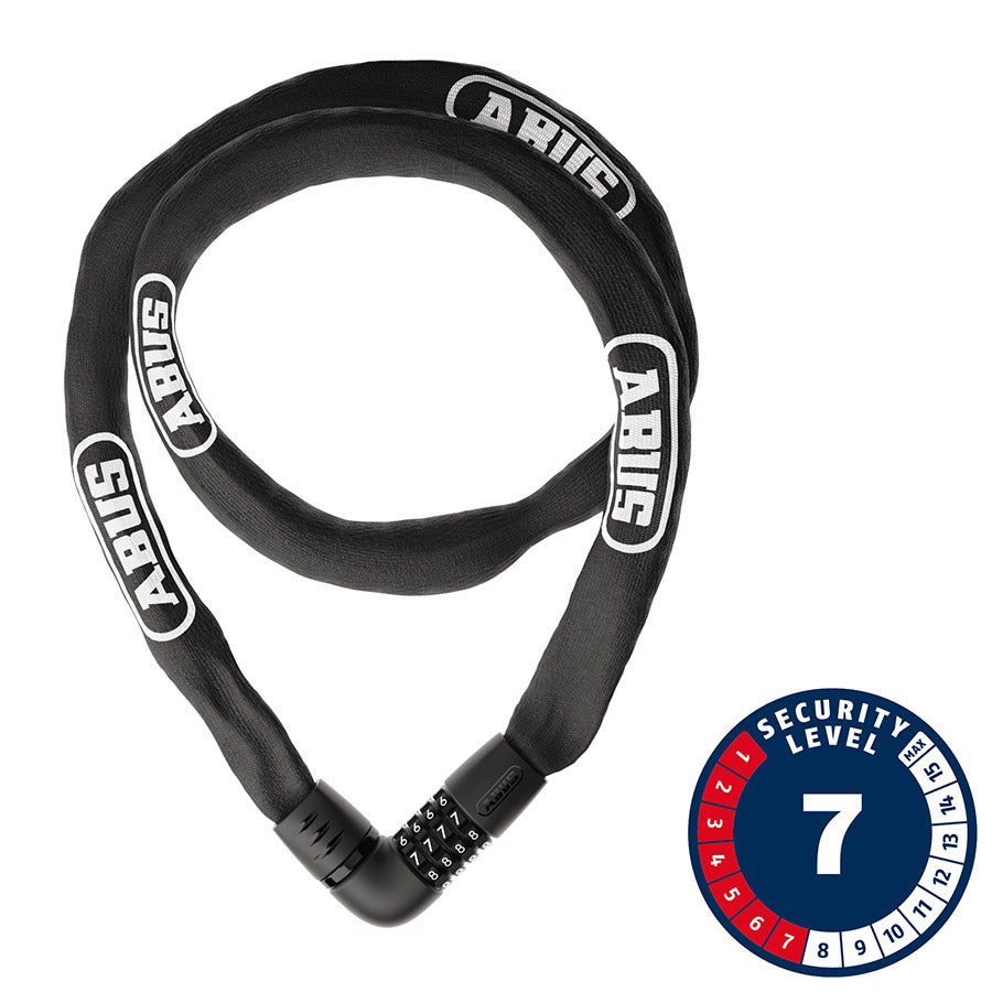 810700-07::0::810700-07::Abus, Tresor 6807C, Cadenas à chaîne, Combinaison, 7mm, 140cm, 4.6', Noir