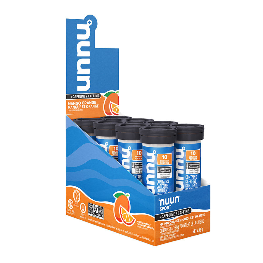 840509-01::2::840509-01::Nuun, Sport avec Caféine, Poudre, Orange/ Mangue, Boîte de 8, 10 portions, 8pcs