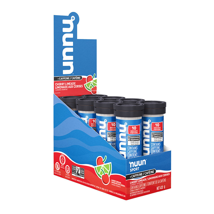 840509-02::2::840509-02::Nuun, Sport avec Caféine, Poudre, Cerises/Limade, Boîte de 8, 10 portions, 8pcs