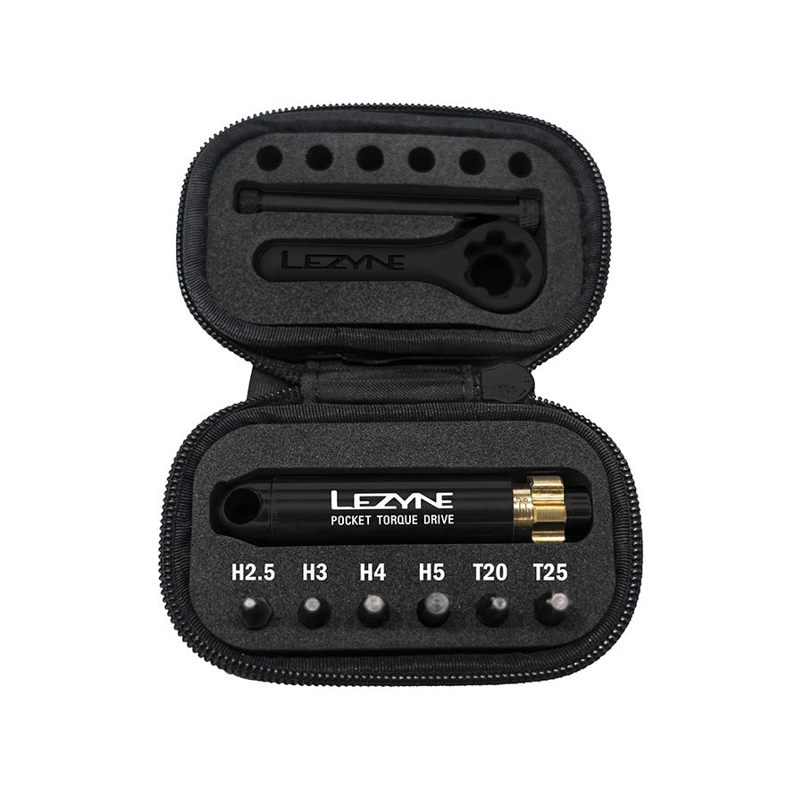 902508-01::1::902508-01::Lezyne, Pocket Torque Drive, Clé dynamométrique, : 1/4'' Hex, : Métrique, : 2.5, 3, 4, 5, T20, T25