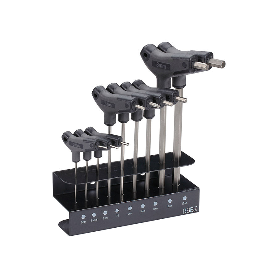 902927-01::0::902927-01::BBB Cycling, BTL-45S Hex-T Set, Jeu de clés hexagonales avec poitnée en T, Métrique, 2, 2.5, 3, 4, 5, 6, 8,10mm, T25