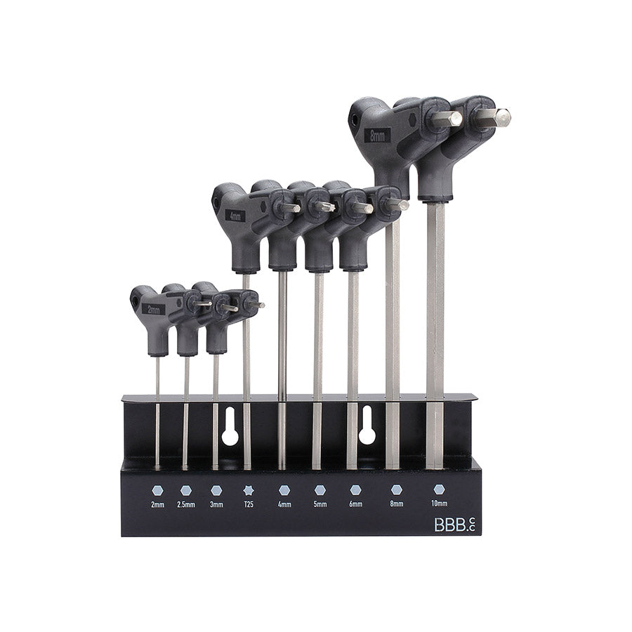 902927-01::1::902927-01::BBB Cycling, BTL-45S Hex-T Set, Jeu de clés hexagonales avec poitnée en T, Métrique, 2, 2.5, 3, 4, 5, 6, 8,10mm, T25