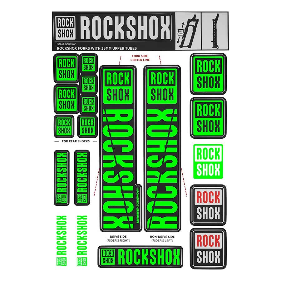 942521-05::0::942521-05::RockShox, Autocollants 35mm 2018, Vert, Kit