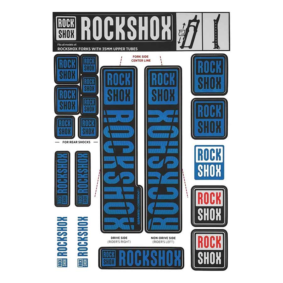 942521-06::0::942521-06::RockShox, Autocollants 35mm 2018, Bleu, Kit