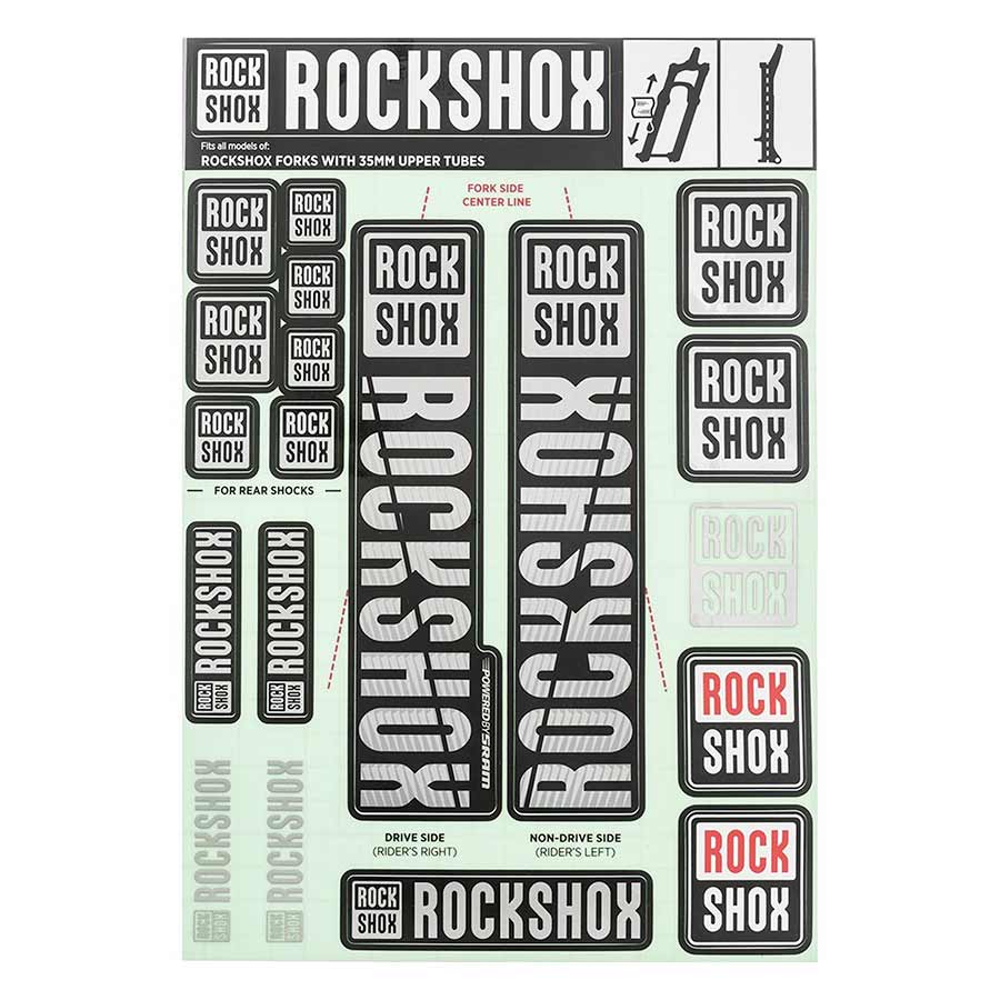 942521-08::0::942521-08::RockShox, Autocollants 35mm 2018, Gris, Kit