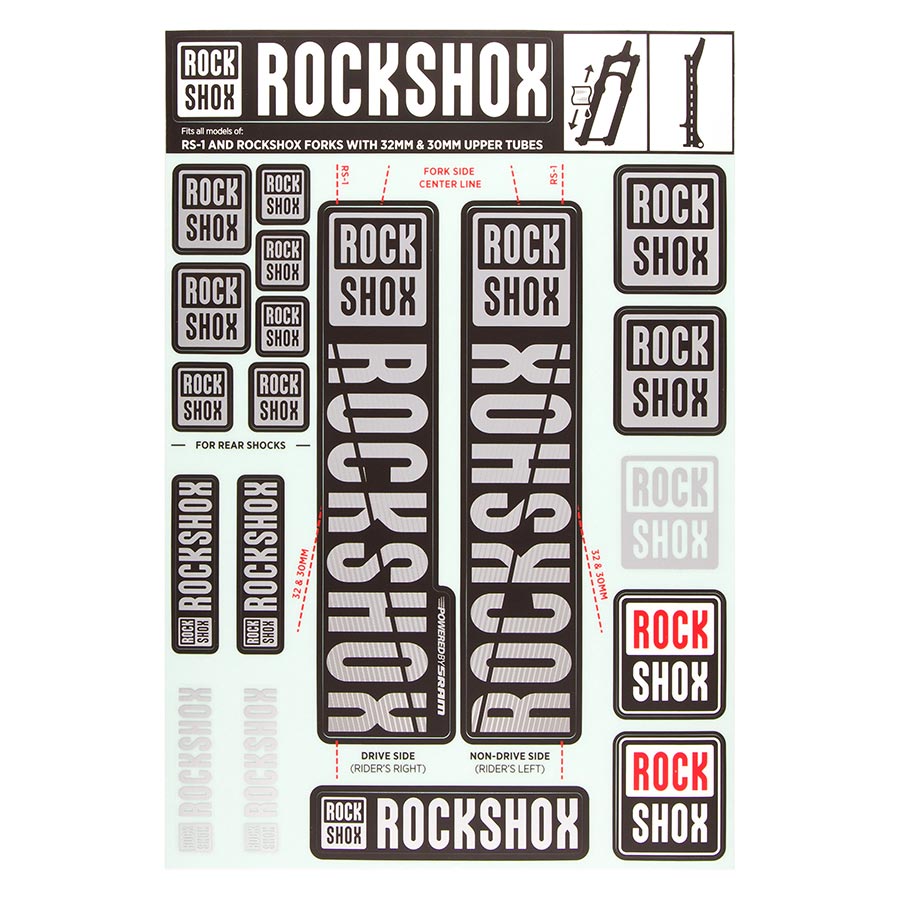 942522-08::0::942522-08::RockShox, Autocollants 30/32 mm, Gris polaire