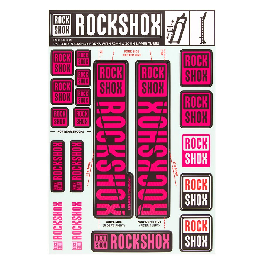 942522-09::0::942522-09::RockShox, Autocollants 30/32mm pour 30/32mm Magenta, 11.4318.003.503