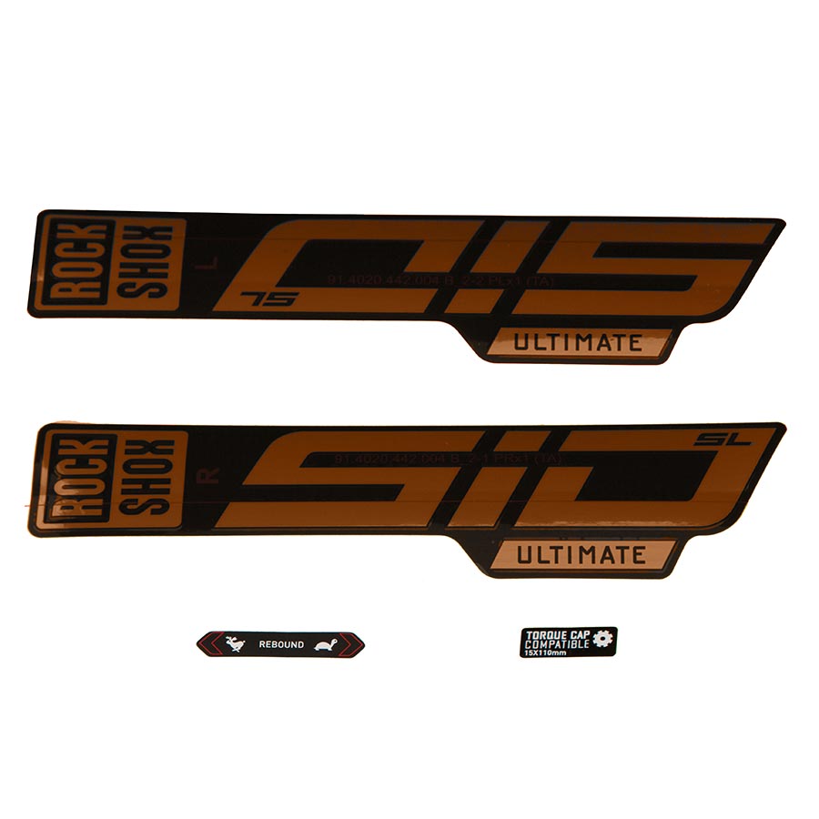 942607-02::0::942607-02::Rockshox, Autocollants SID SL Ultimate, Cuivre mat pour jambage Noir Lustré