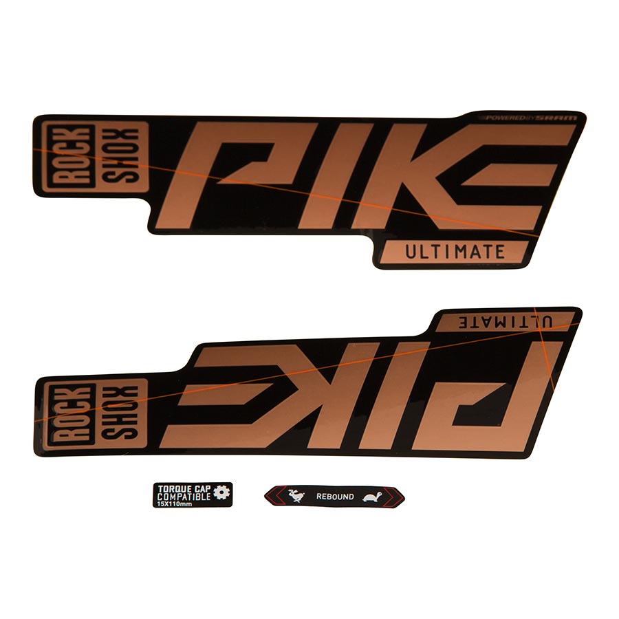 942609-01::0::942609-01::Rockshox, Autocollants Pike Ultimate, Cuivre mat pour jambage Noir Lustré