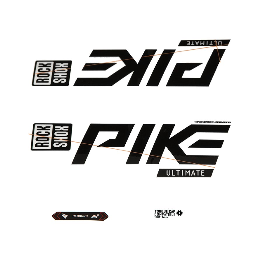 942609-04::0::942609-04::Rockshox, Autocollants Pike Ultimate, Noir Lustré pour jambage Noir Lustré