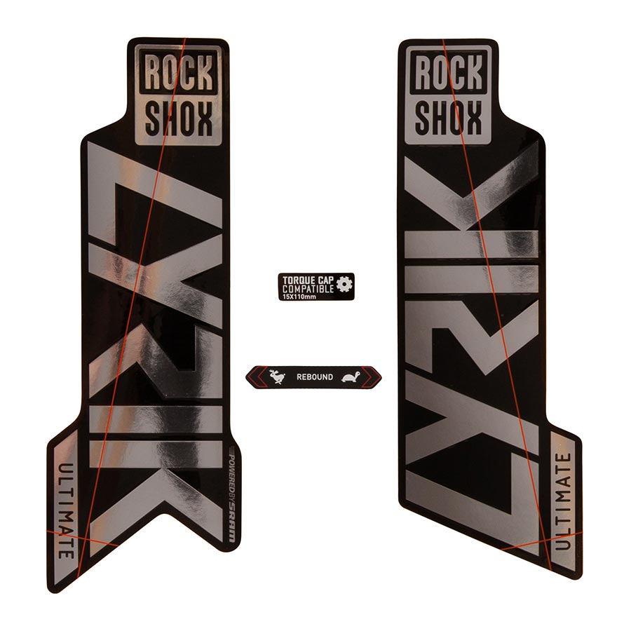 942610-02::0::942610-02::Rockshox, Autocollants Lyrik Ultimate, Gloss Polar pour jambage Noir Lustré