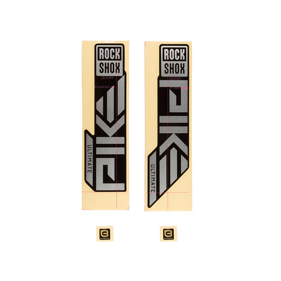 943031-02::0::943031-02::RockShox, Autocollants pour Pike Ultimate 2023, Argent Mat pour Noir High Gloss