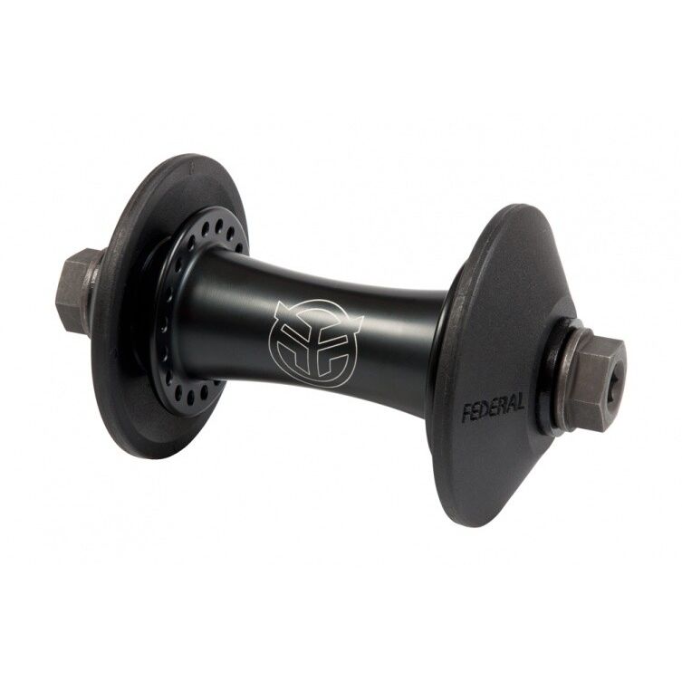 FE-HUFE009-BK1-100::0::FE-HUFE009-BK1-100::FEDERAL STANCE PRO FRONT HUB W/ GUARDS BLACK