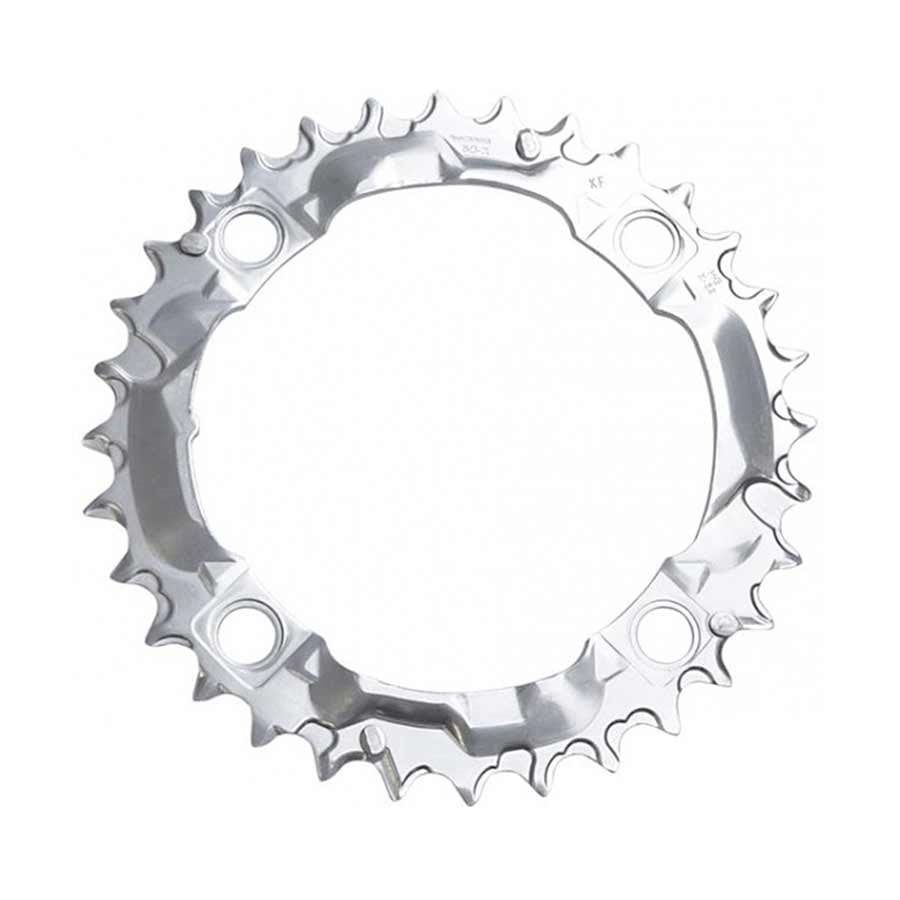 Shimano, Y1DS98010, 32D, 9vit., BCD: 104mm, 4 Boulons, Deore FC-M510, Plateau Centre, Pour 22/32/44, Acier, Argent