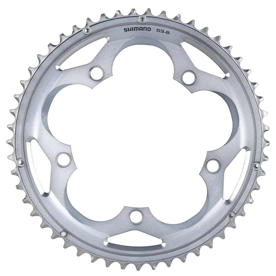 Shimano, Y1M398150, 53D, 10vit., BCD: 130mm, 5 Boulons, 105 FC-5700, Plateau Extérieur, Pour B-type double, Aluminium, Argent